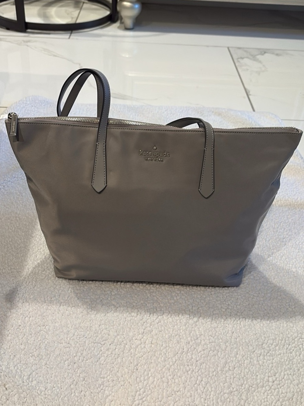 kate spade Slate Gray Nylon Tote with Top Zip